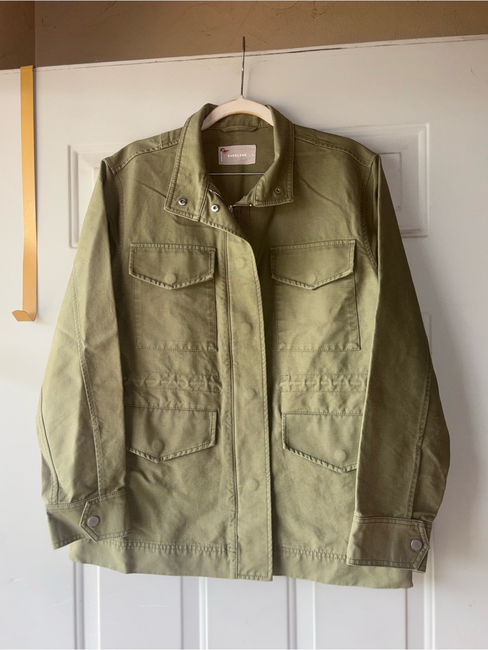 Everlane olive green utility jacket size M * minor flaw*